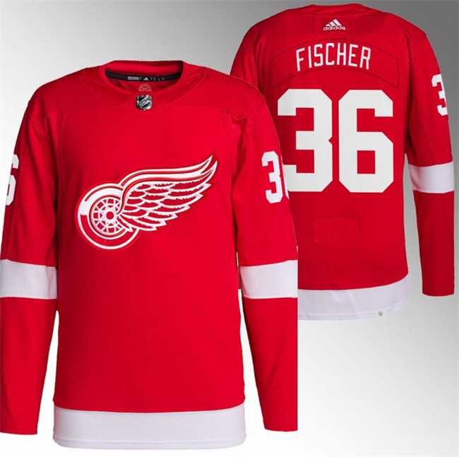 Men's Detroit Red Wings #36 Christian Fischer Red Stitched Jersey Dzhi